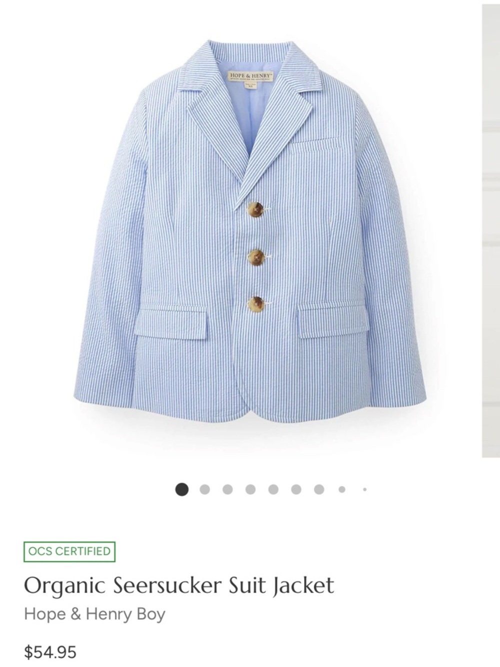 Hope & Henry Light Blue Seersucker Blazer for Kids
